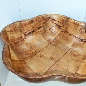 Nevco Vintage Woven Wood Flower Bowl Light Weight Table Setting Salad Dish